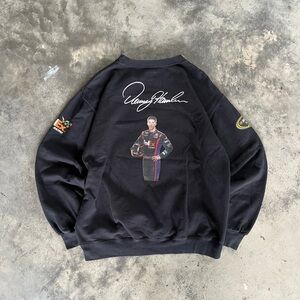 VINTAGE Nascar Black Crewneck Sweater with Racing Graphic